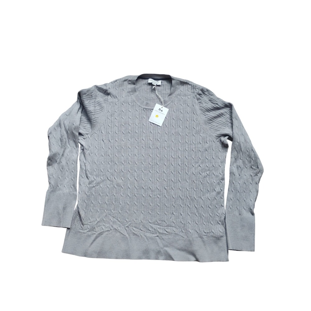 NWT Dark Academia Preppy Minimalist Classic Gray Cable Knit Sweater  XXXL 3XL
